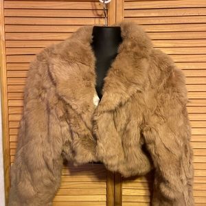 Ashley Stewart Rabbit Fur Crop Jacket